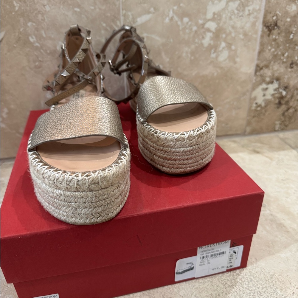 Valentino Studded Metallic Platform Sandals
